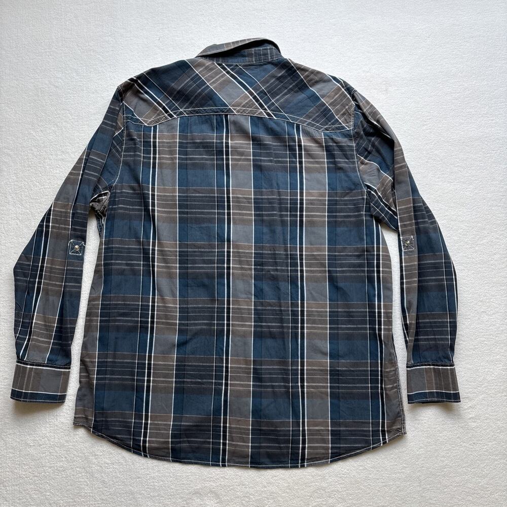 Supply Company USA Men XXL Long Sleeve Western Plaid Pearl Snap Rodeo Stitching - Picture 14 of 14
